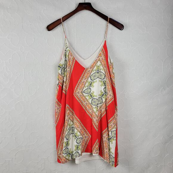 Renee C. Womens Shift Dress Size L Red Bandana Print Spaghetti Strap Scoop Neck - Picture 6 of 8